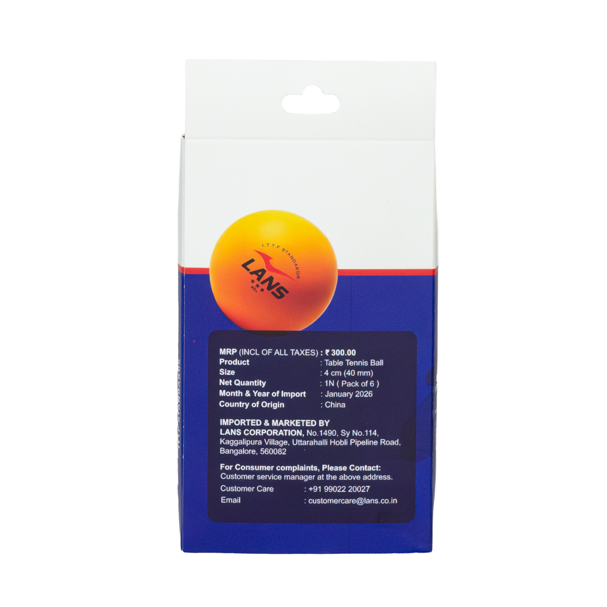 Table Tennis Ball - Orange (Pack of 6)
