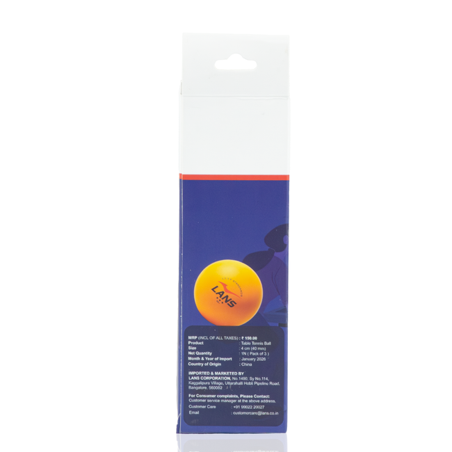 Table Tennis Ball - Orange (Pack of 3)